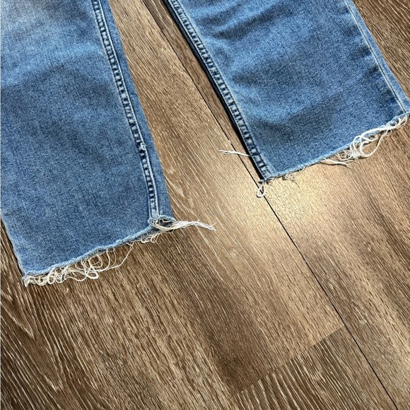 Hudson Remi High Rise Straight Crop Jeans Oceanview Distressed Frayed Hem - Picture 5 of 9